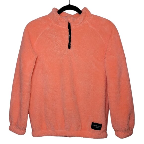 Calvin Klein Performance Other - Calvin Klein Girls Performance Sherpa Quarter Zip Pullover Bright Coral Large